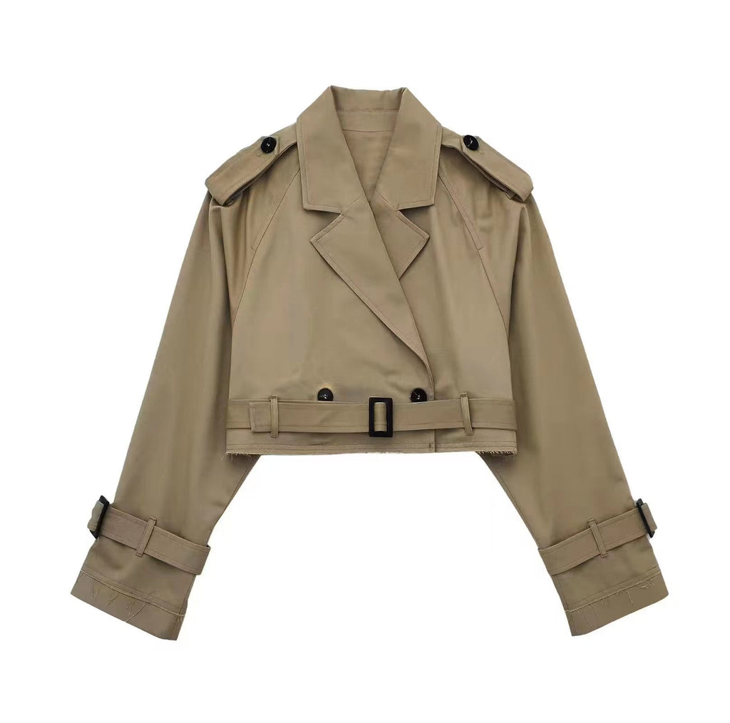 Isla | Women's Cropped Trench Jacket | Belted Waist · Eltrendio