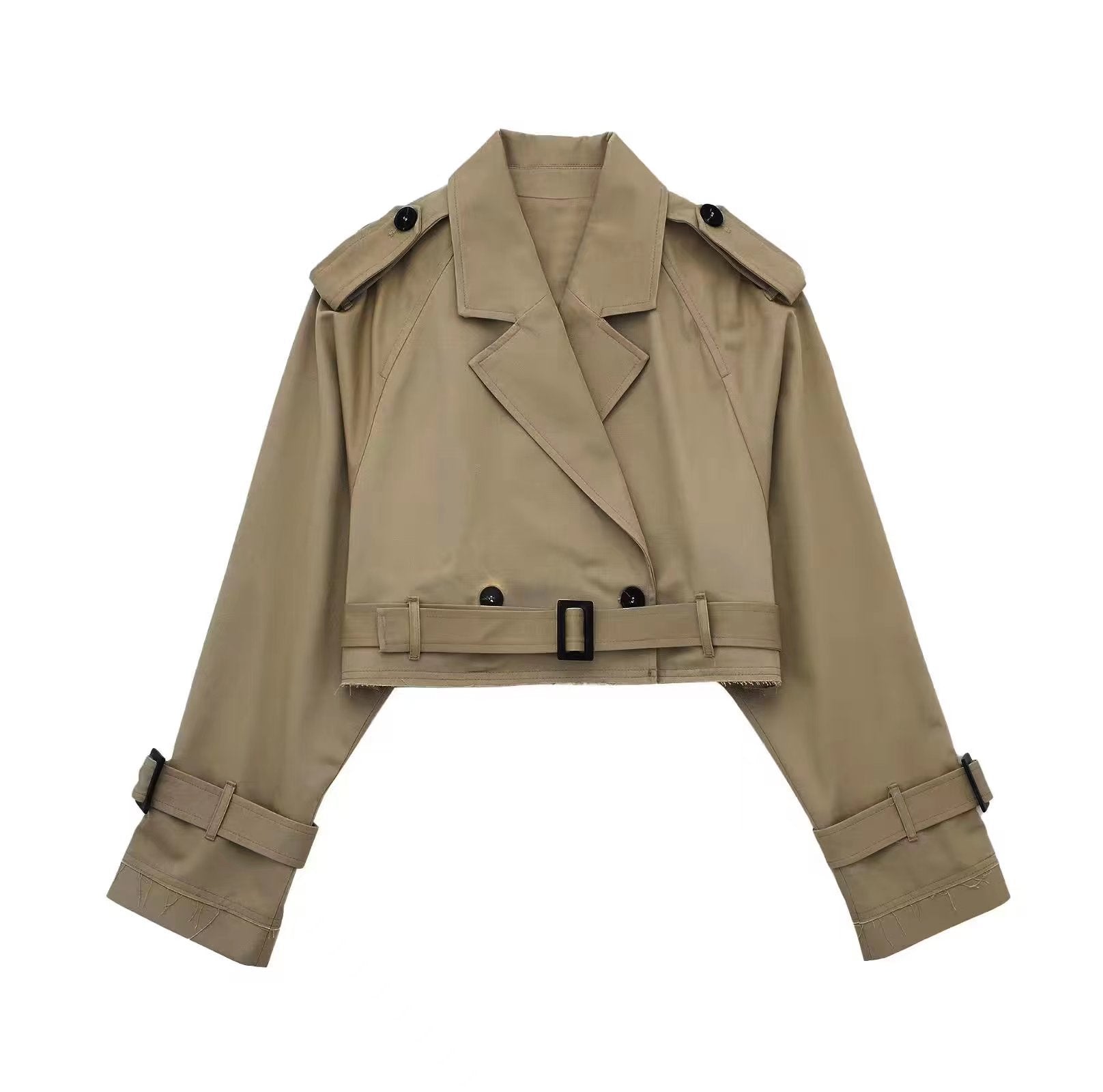 Isla | Women's Cropped Trench Jacket | Belted Waist · Eltrendio
