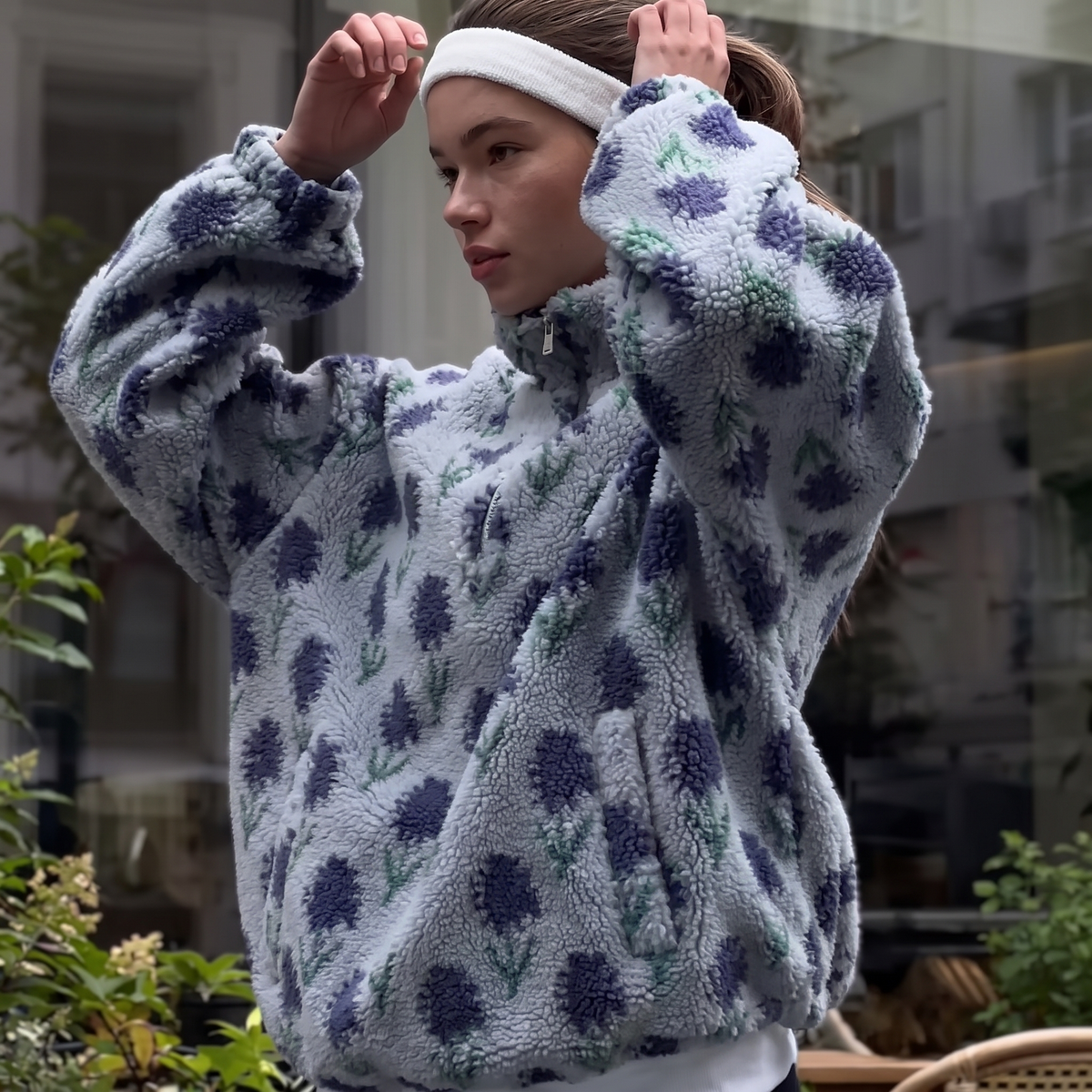 Isla | Women's Half-Zip Fleece | Patterned Sherpa · Eltrendio