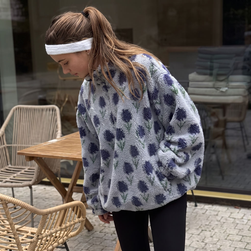 Isla | Women's Half-Zip Fleece | Patterned Sherpa · Eltrendio
