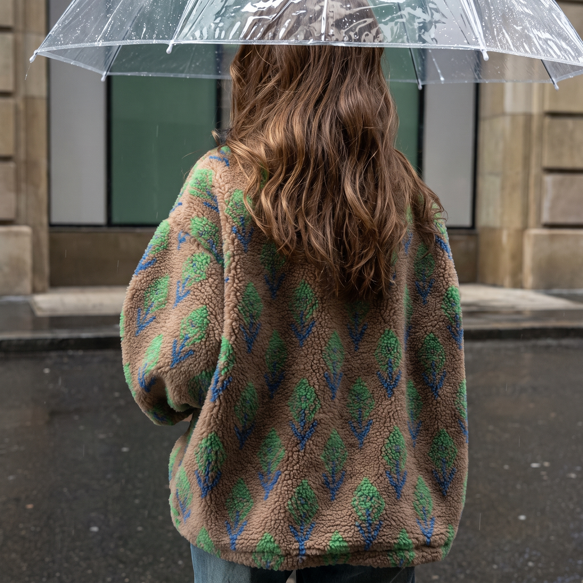 Isla | Women's Half-Zip Fleece | Patterned Sherpa · Eltrendio
