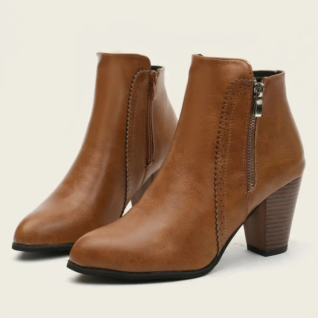 Isla | Women's Heeled Ankle Boots | Side Zip · Eltrendio