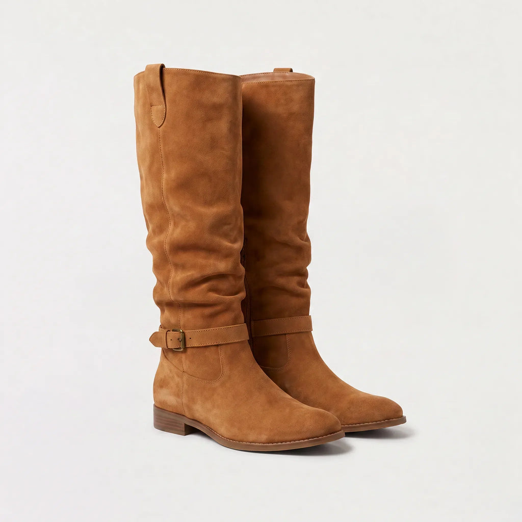 Isla | Women's Knee-High Boots | Suede Buckle · Eltrendio