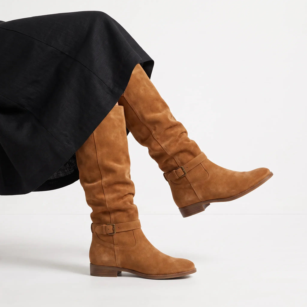 Isla | Women's Knee-High Boots | Suede Buckle · Eltrendio