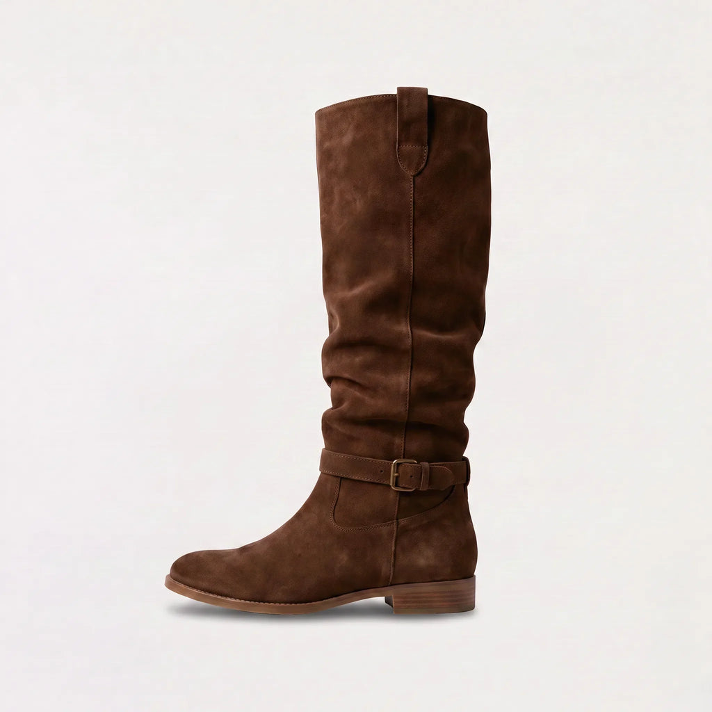 Isla | Women's Knee-High Boots | Suede Buckle · Eltrendio