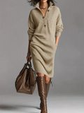 Isla | Women's Knitted Jumper Dress | Button Placket · Eltrendio