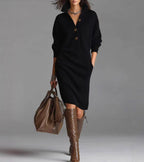 Isla | Women's Knitted Jumper Dress | Button Placket · Eltrendio