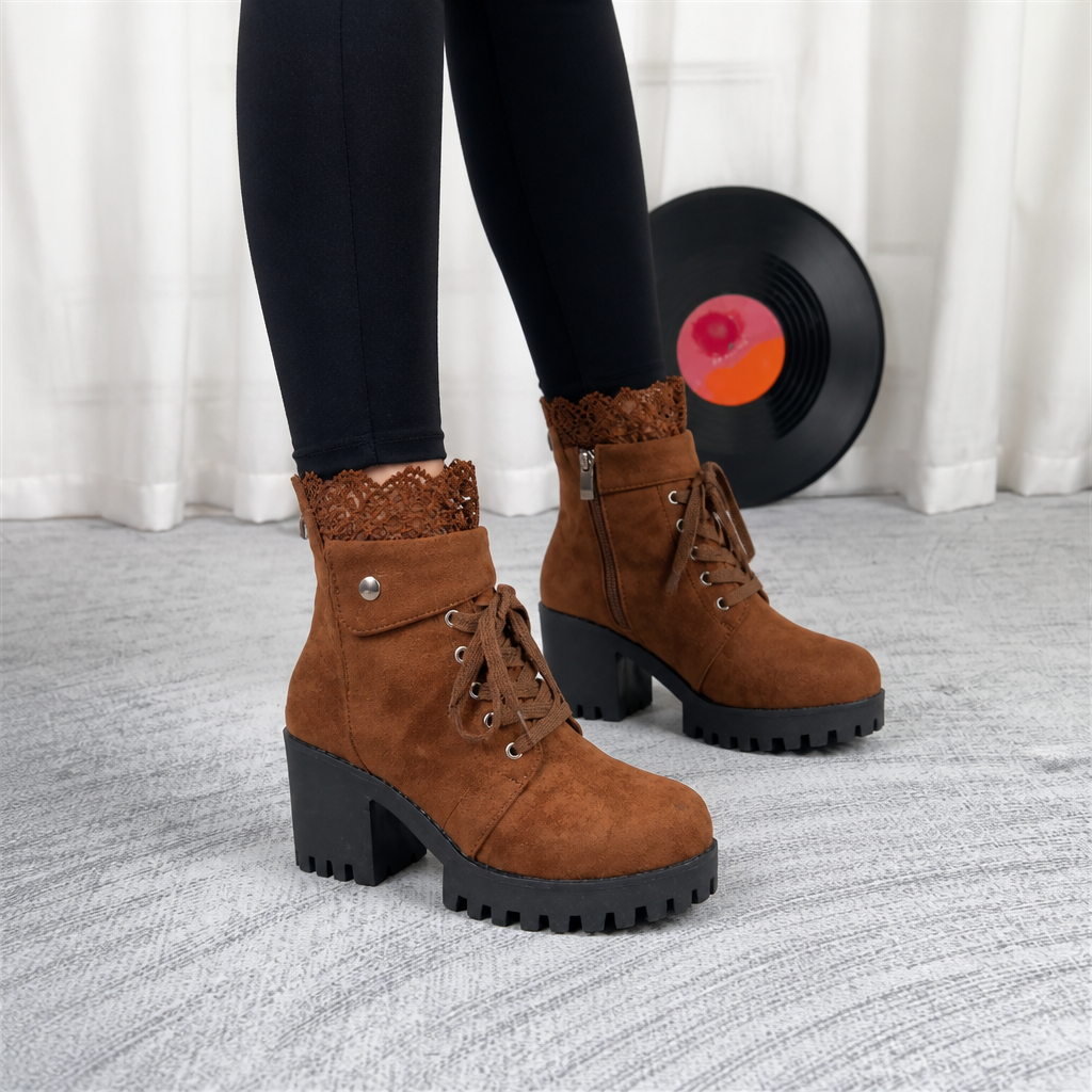 Isla | Women's Lace-Up Ankle Boots | Block Heel · Eltrendio