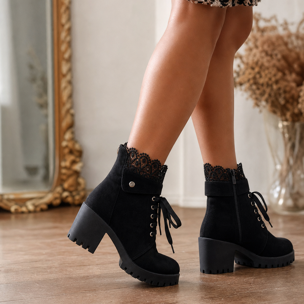 Isla | Women's Lace-Up Ankle Boots | Block Heel · Eltrendio
