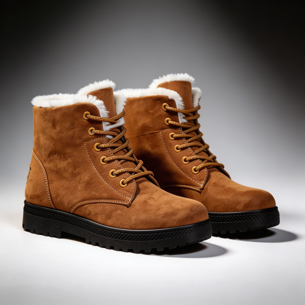 Isla | Women's Lace-Up Ankle Boots | Fur Trim · Eltrendio