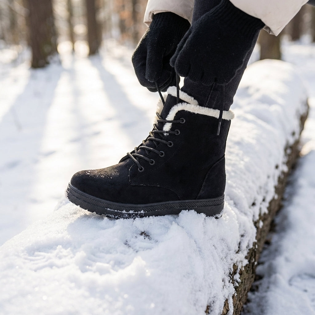 Isla | Women's Lace-Up Ankle Boots | Fur Trim · Eltrendio