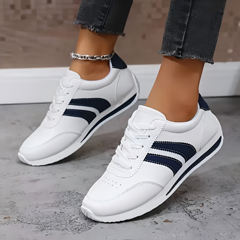 Isla | Women's Lace-Up Trainers | Striped · Eltrendio