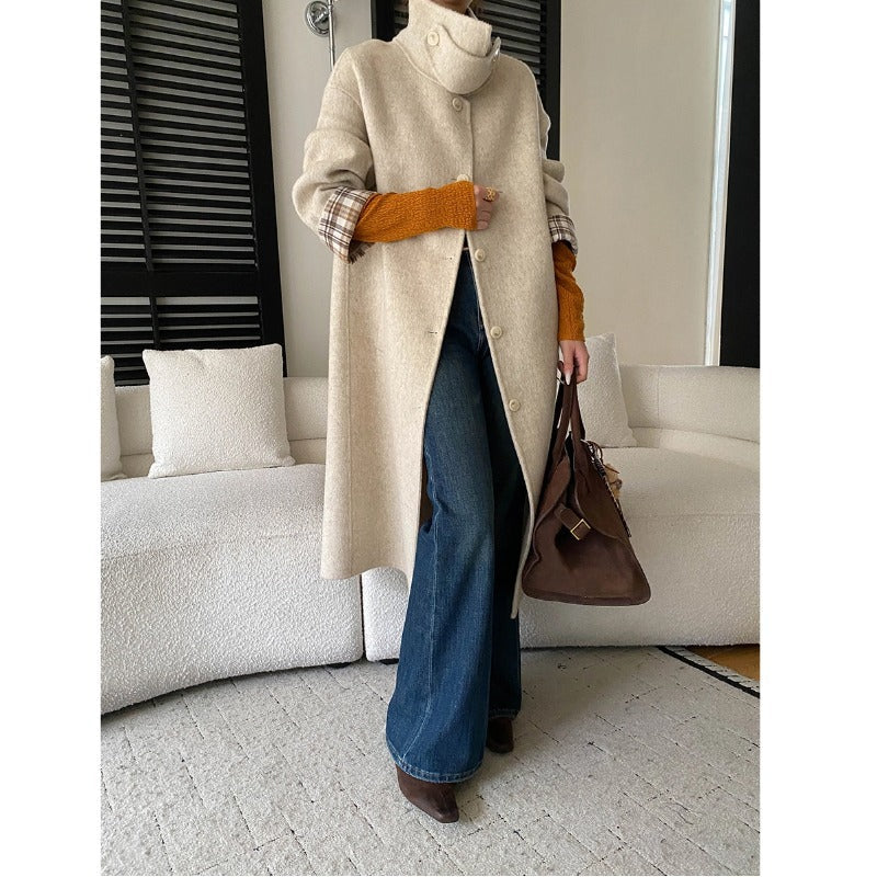 Isla | Women's Longline Coat | Stand Collar · Eltrendio