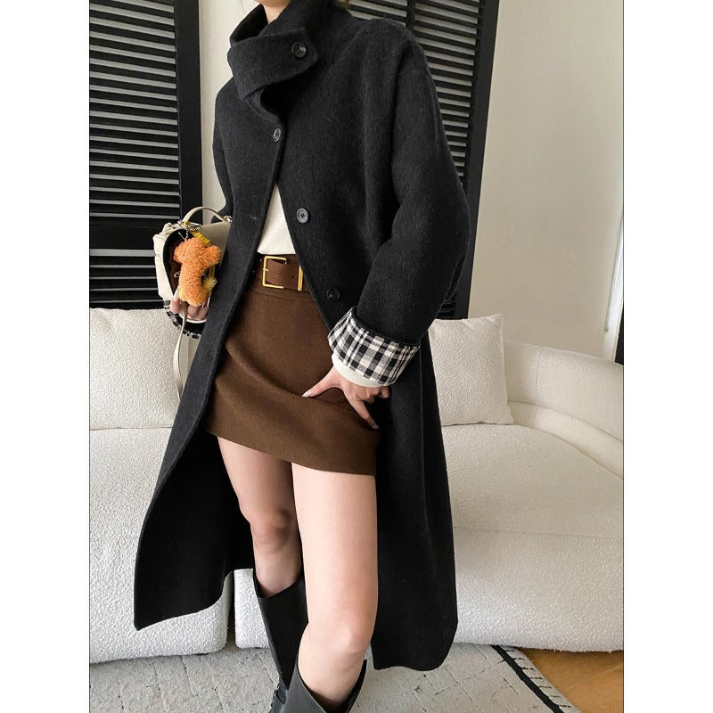 Isla | Women's Longline Coat | Stand Collar · Eltrendio
