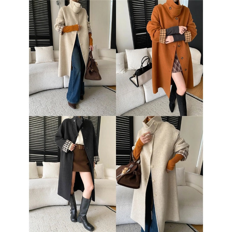 Isla | Women's Longline Coat | Stand Collar · Eltrendio