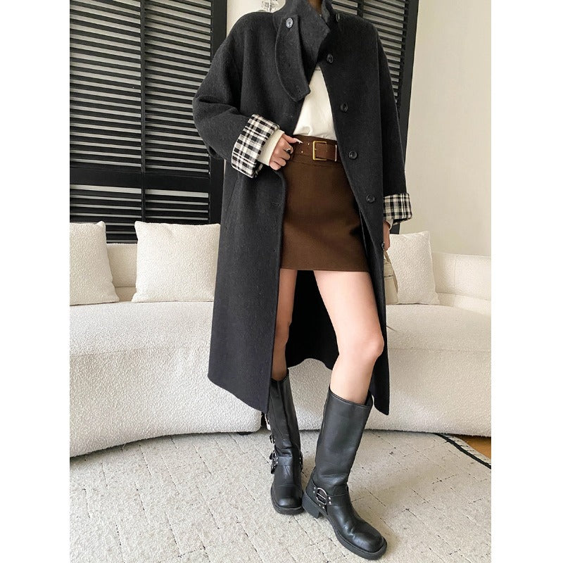 Isla | Women's Longline Coat | Stand Collar · Eltrendio