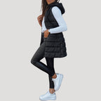 Isla | Women's Longline Hooded Gilet | Quilted Padded · Eltrendio
