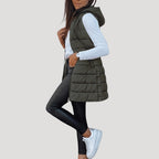 Isla | Women's Longline Hooded Gilet | Quilted Padded · Eltrendio
