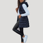 Isla | Women's Longline Hooded Gilet | Quilted Padded · Eltrendio