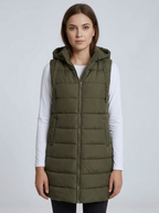 Isla | Women's Longline Hooded Gilet | Quilted Padded-Eltrendio
