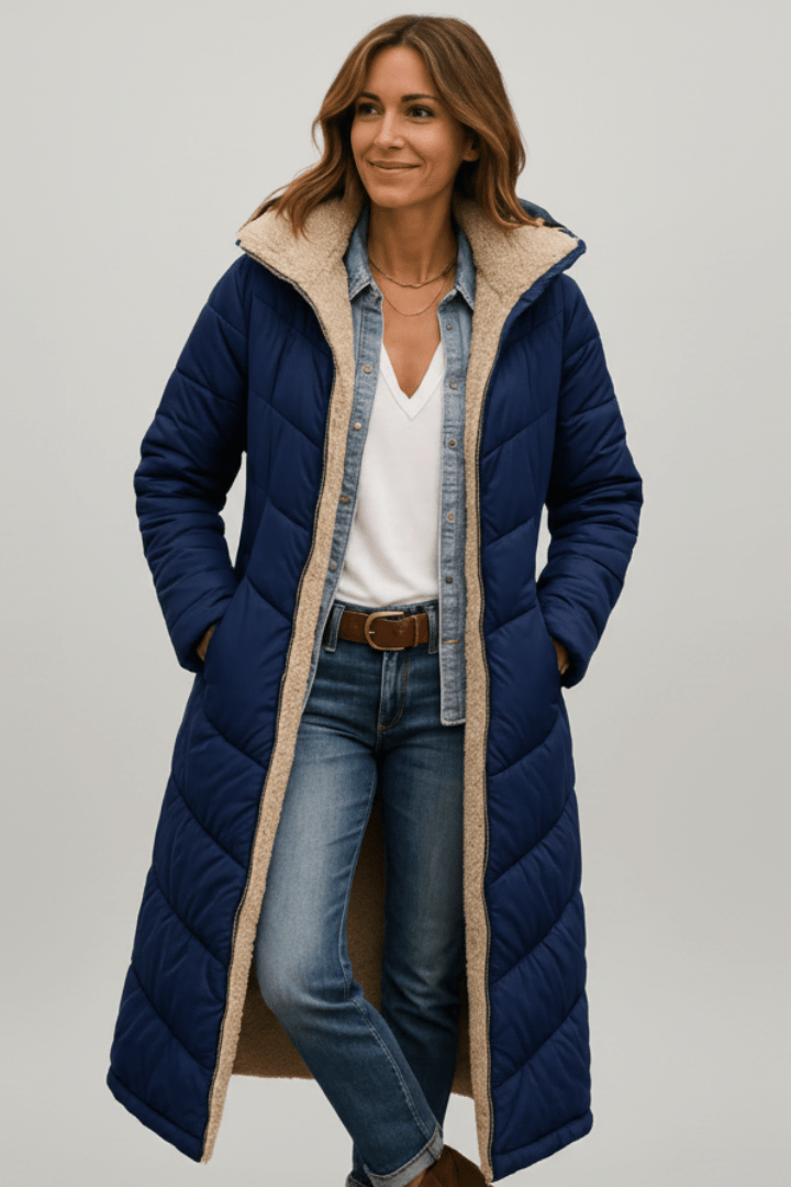 Isla | Women's Longline Puffer Coat | Sherpa-Lined · Eltrendio