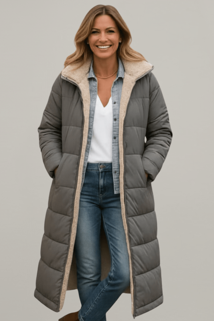 Isla | Women's Longline Puffer Coat | Sherpa-Lined · Eltrendio