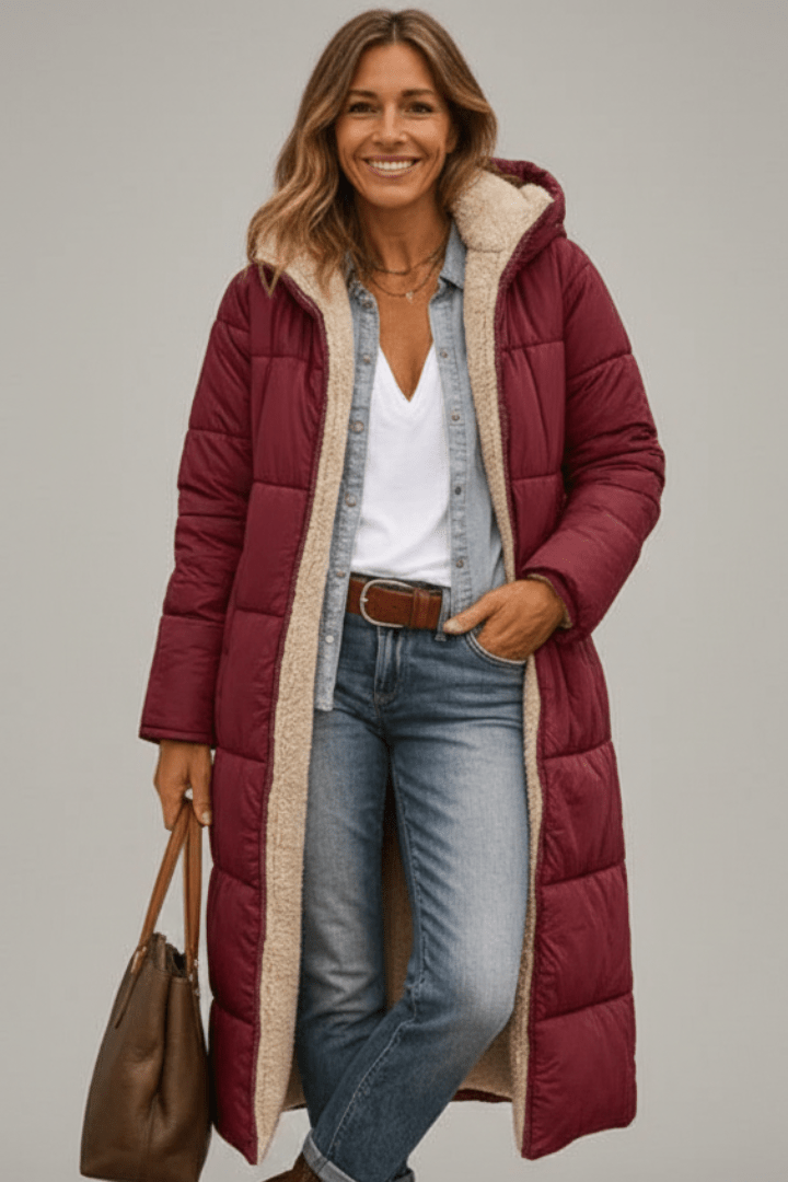Isla | Women's Longline Puffer Coat | Sherpa-Lined · Eltrendio