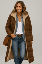 Isla | Women's Longline Puffer Coat | Sherpa-Lined · Eltrendio