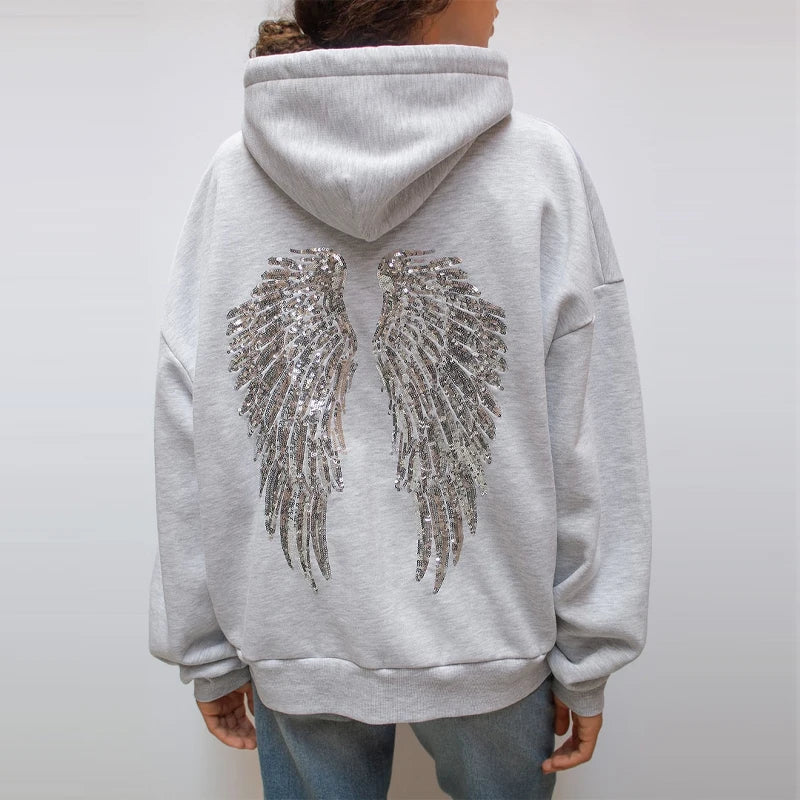 Isla | Women's Oversized Hoodie | Sequin Wings · Eltrendio