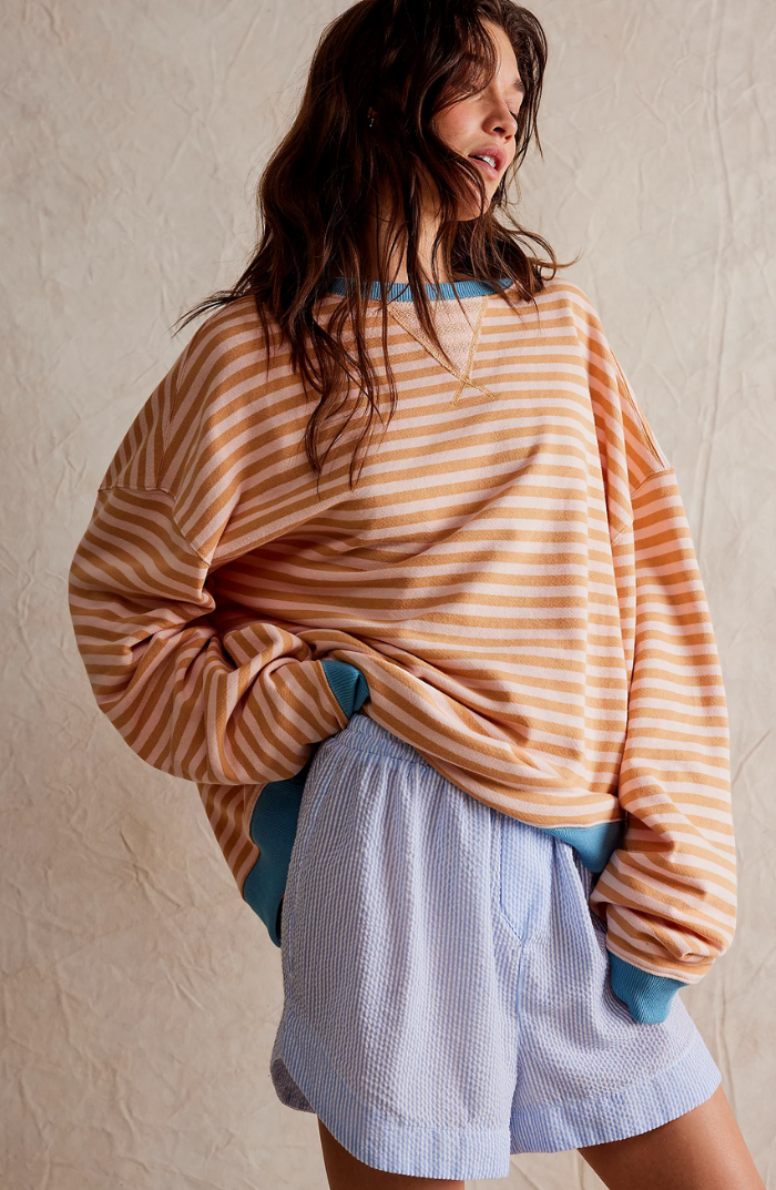 Isla | Women's Oversized Sweatshirt | Striped · Eltrendio