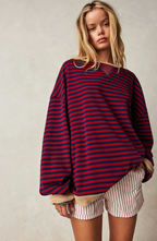 Isla | Women's Oversized Sweatshirt | Striped · Eltrendio