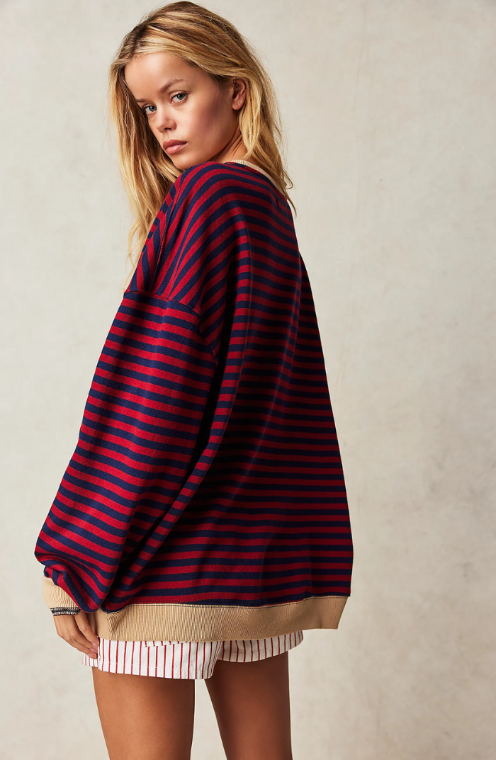 Isla | Women's Oversized Sweatshirt | Striped · Eltrendio