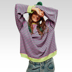 Isla | Women's Oversized Sweatshirt | Striped · Eltrendio