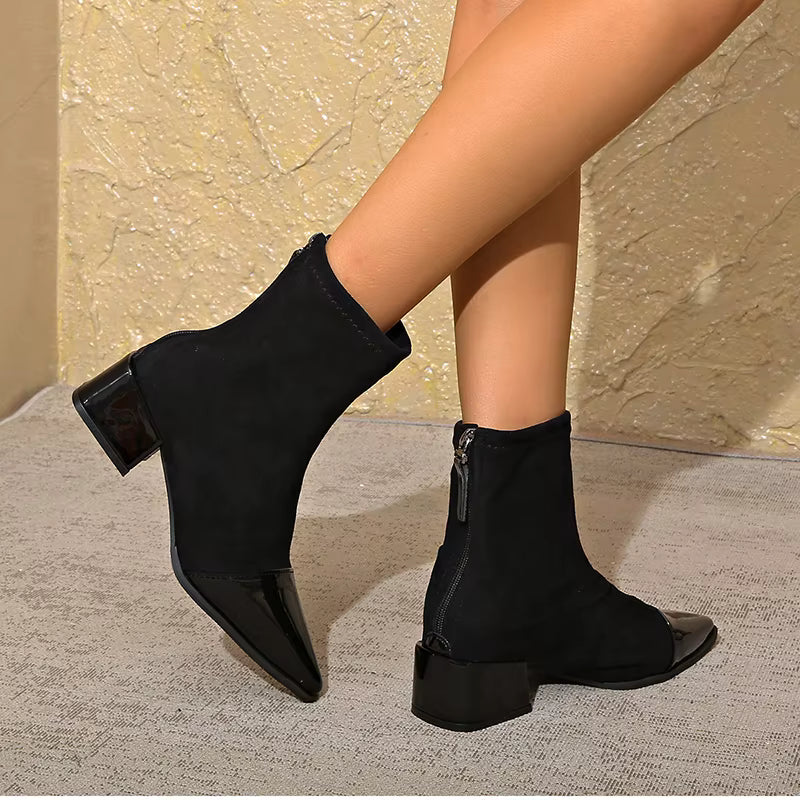 Isla | Women's Pointed-Toe Ankle Boots | Block Heel · Eltrendio