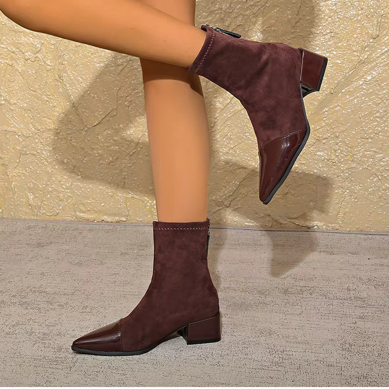 Isla | Women's Pointed-Toe Ankle Boots | Block Heel · Eltrendio