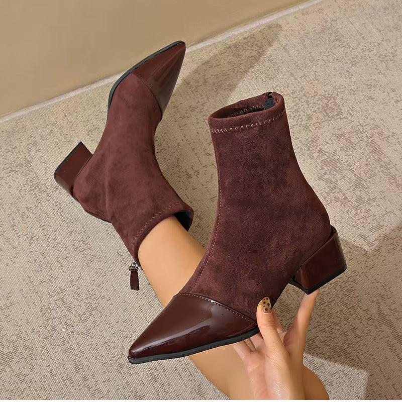 Isla | Women's Pointed-Toe Ankle Boots | Block Heel · Eltrendio