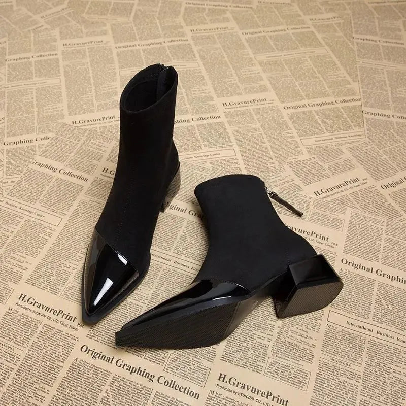 Isla | Women's Pointed-Toe Ankle Boots | Block Heel · Eltrendio