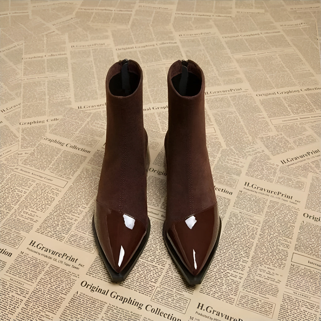 Isla | Women's Pointed-Toe Ankle Boots | Block Heel · Eltrendio