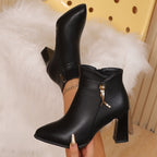 Isla | Women's Pointed-Toe Ankle Boots | Block Heel · Eltrendio