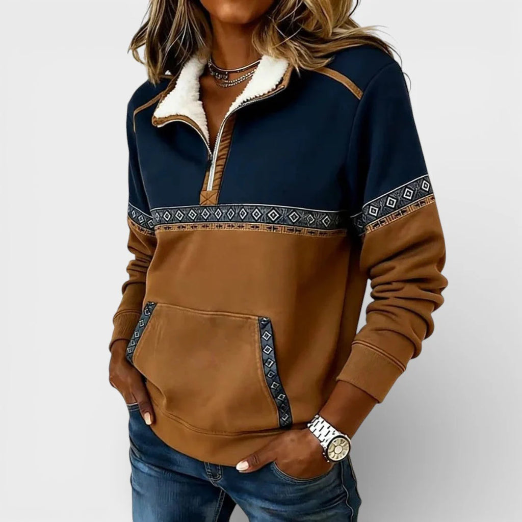Isla | Women's Quarter-Zip Sweatshirt | Aztec Print