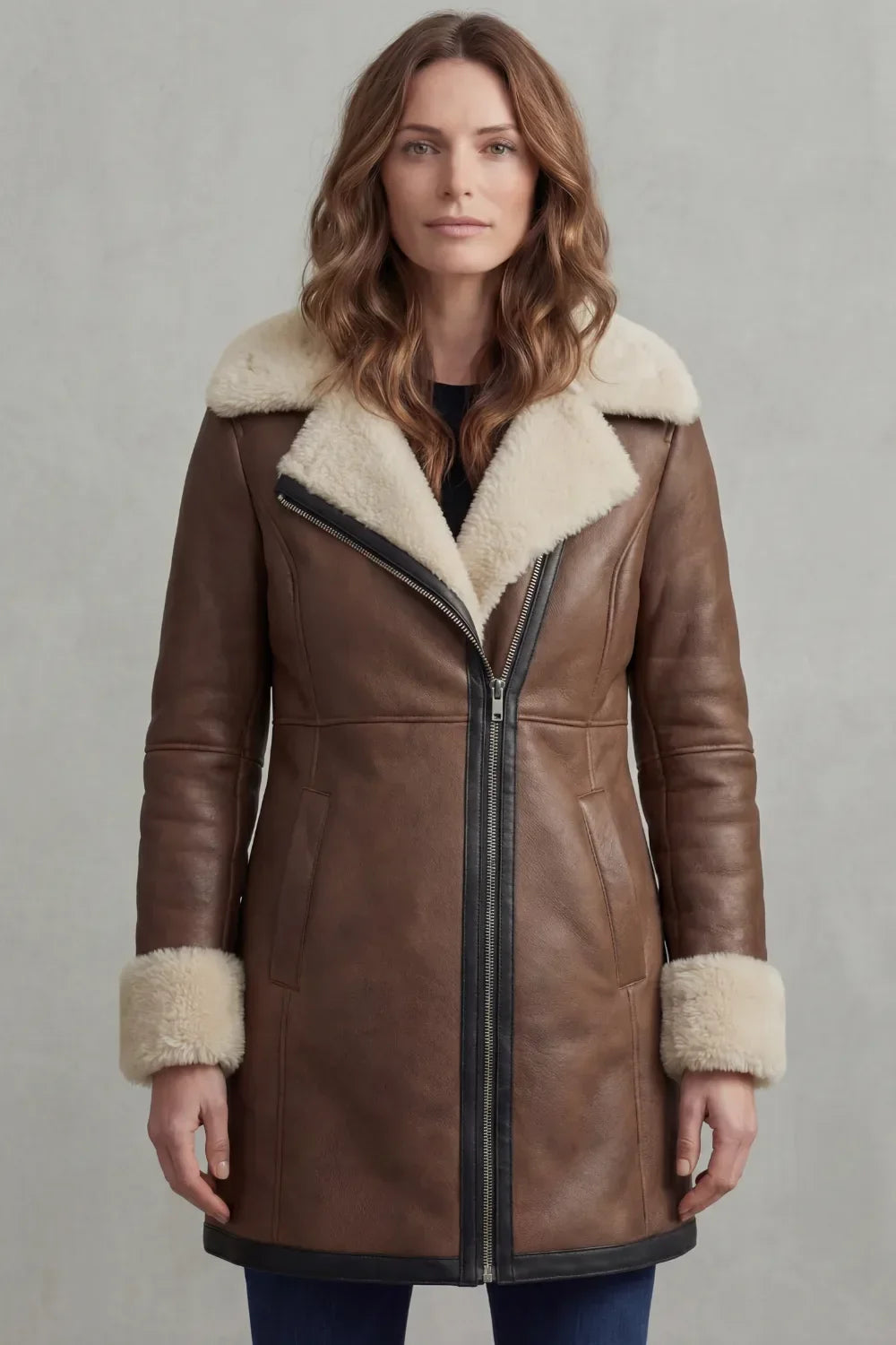 Isla | Women's Shearling Leather Coat | Fur Collar · Eltrendio