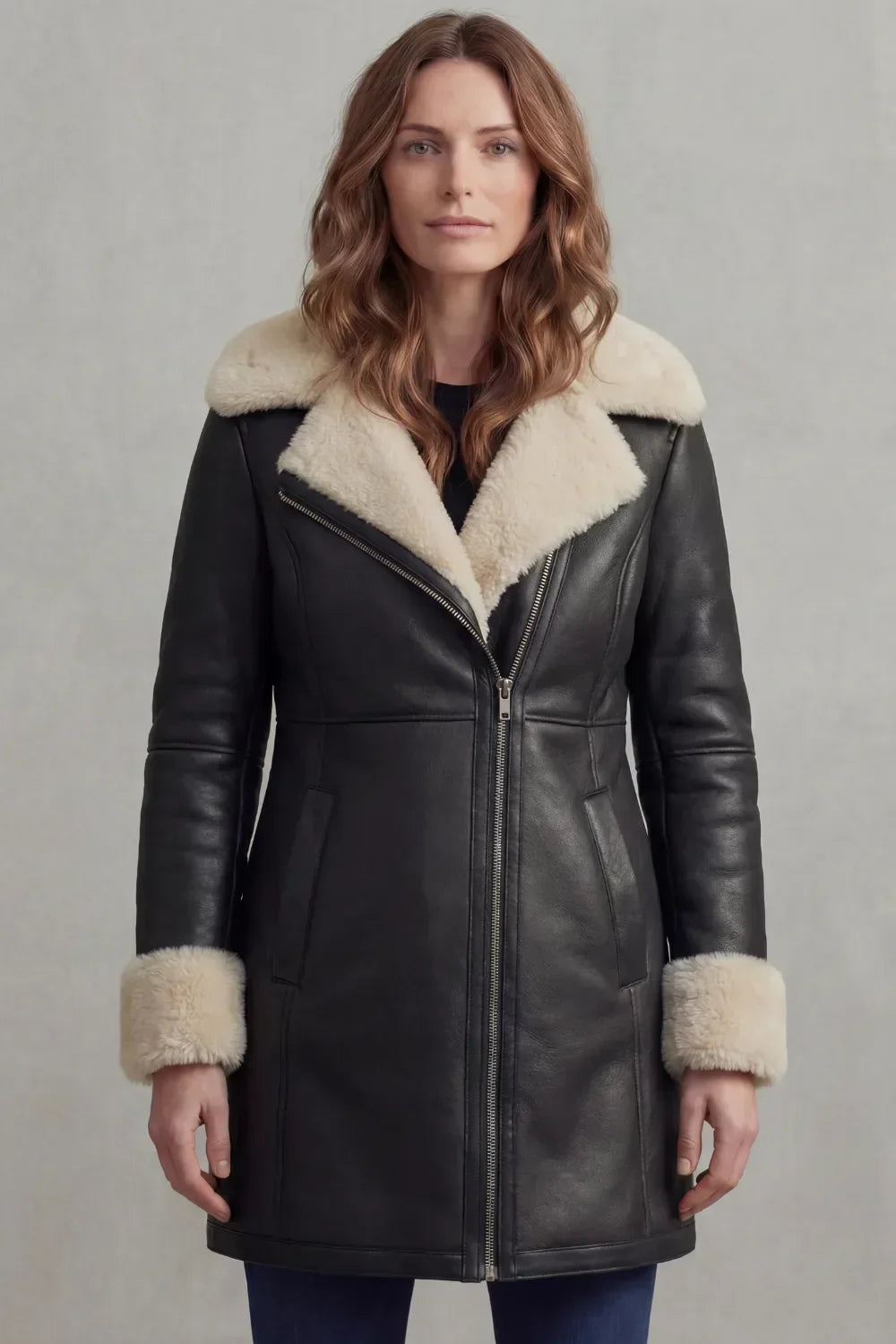 Isla | Women's Shearling Leather Coat | Fur Collar · Eltrendio