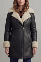 Isla | Women's Shearling Leather Coat | Fur Collar · Eltrendio