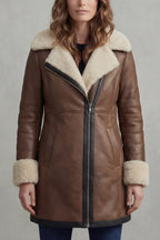 Isla | Women's Shearling Leather Coat | Fur Collar · Eltrendio