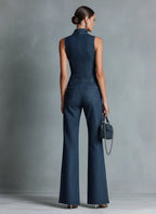 Isla | Women's Sleeveless Denim Jumpsuit | Zip Front · Eltrendio