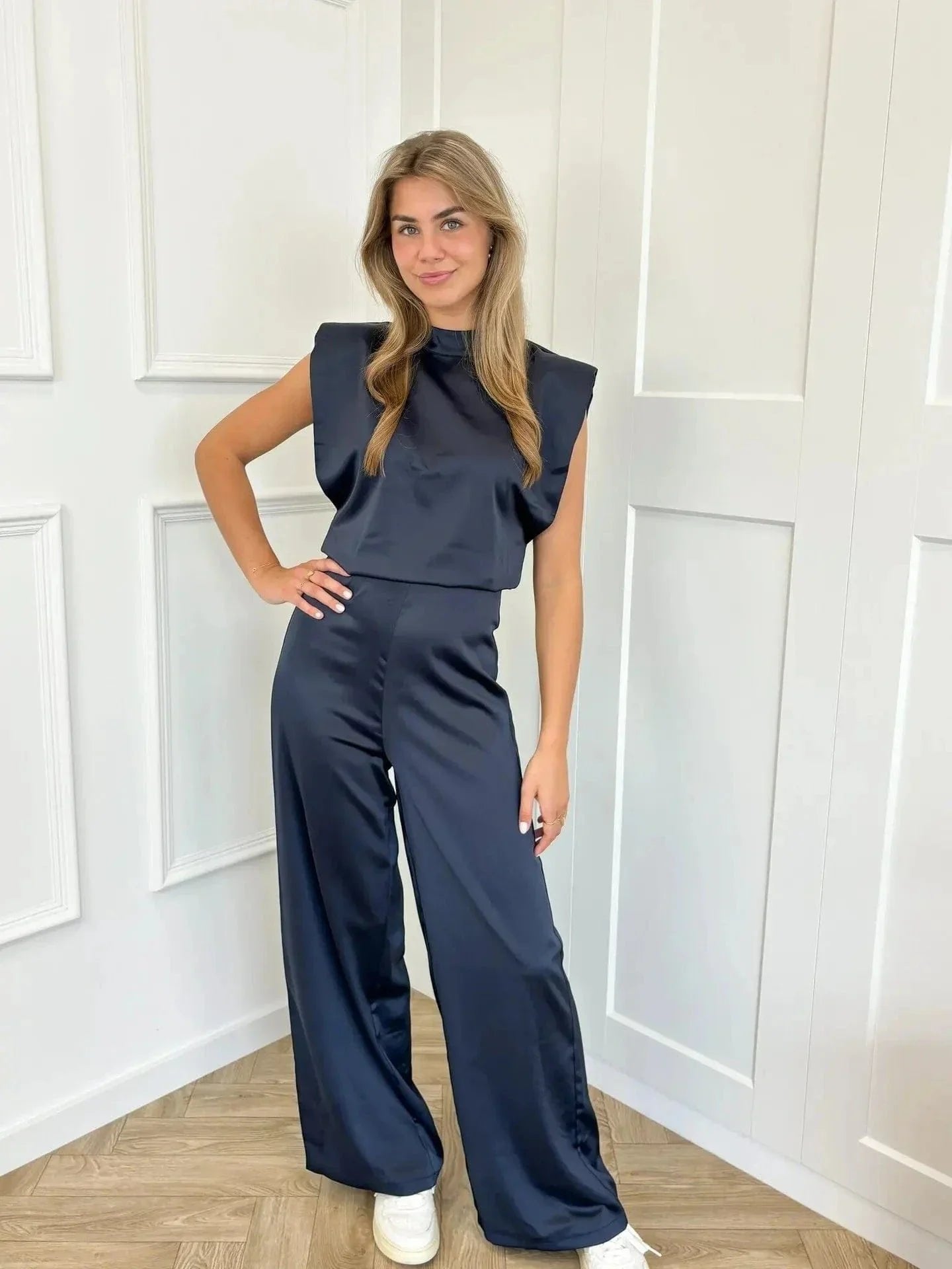 Isla | Women's Sleeveless Satin Co-ord | Wide-Leg · Eltrendio