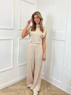 Isla | Women's Sleeveless Satin Co-ord | Wide-Leg · Eltrendio