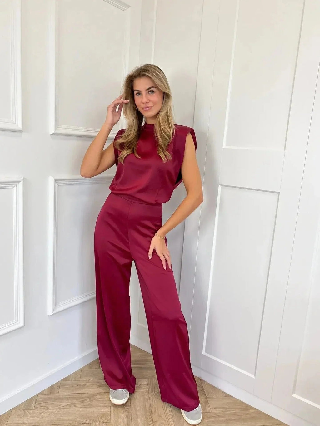 Isla | Women's Sleeveless Satin Co-ord | Wide-Leg · Eltrendio