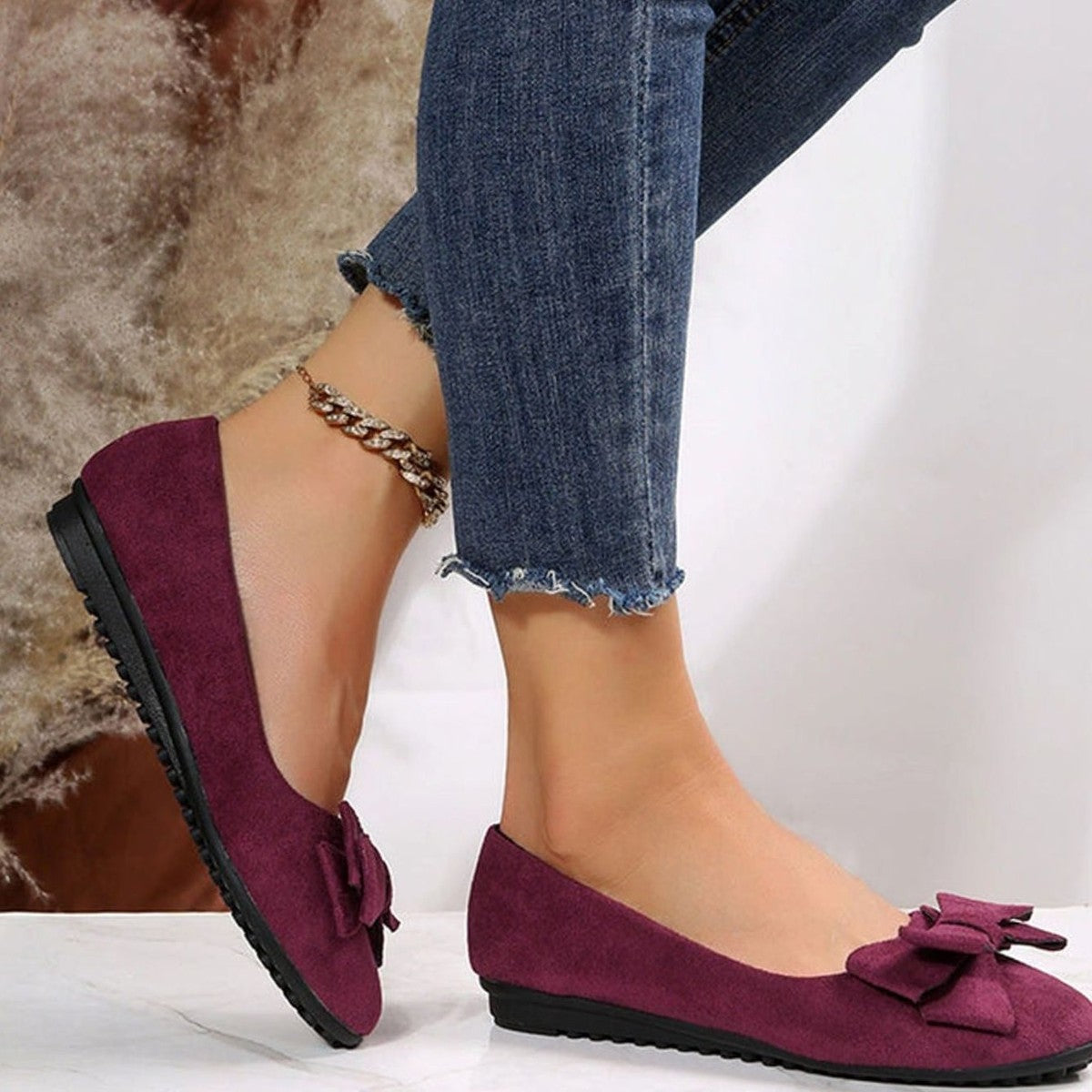 Isla | Women's Slip-On Ballet Flats | Bow Detail · Eltrendio