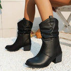 Isla | Women's Slouchy Mid-Calf Boots | Block Heel · Eltrendio